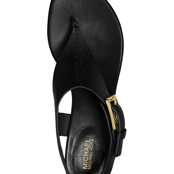 Michael Kors London T-Strap Thong Black Sandals 6 - Picture 3 of 3